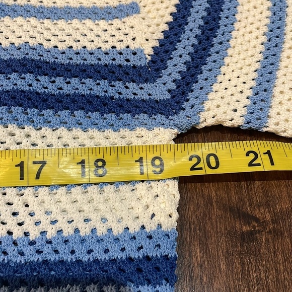 Solid & Striped The Tobi Sweater Marina Blue Stripe Open Weave Crewneck S NWT - Picture 6 of 12